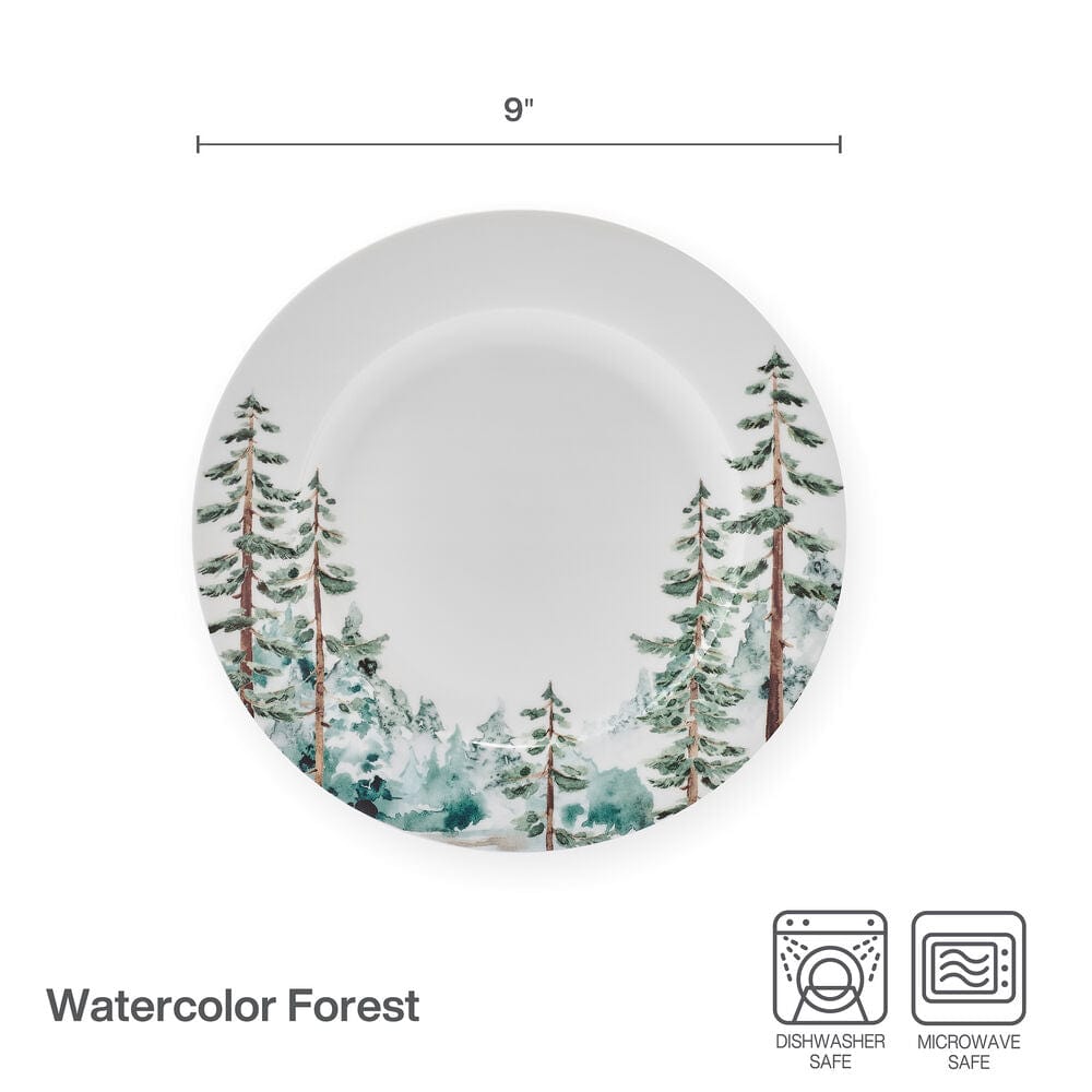 Watercolor Forest Set of 4 Salad Plates