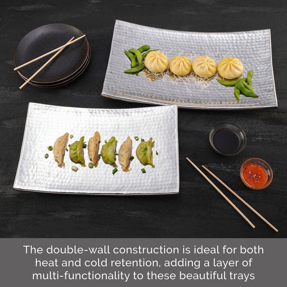 Curved Hammered Set of 2 Serving Trays