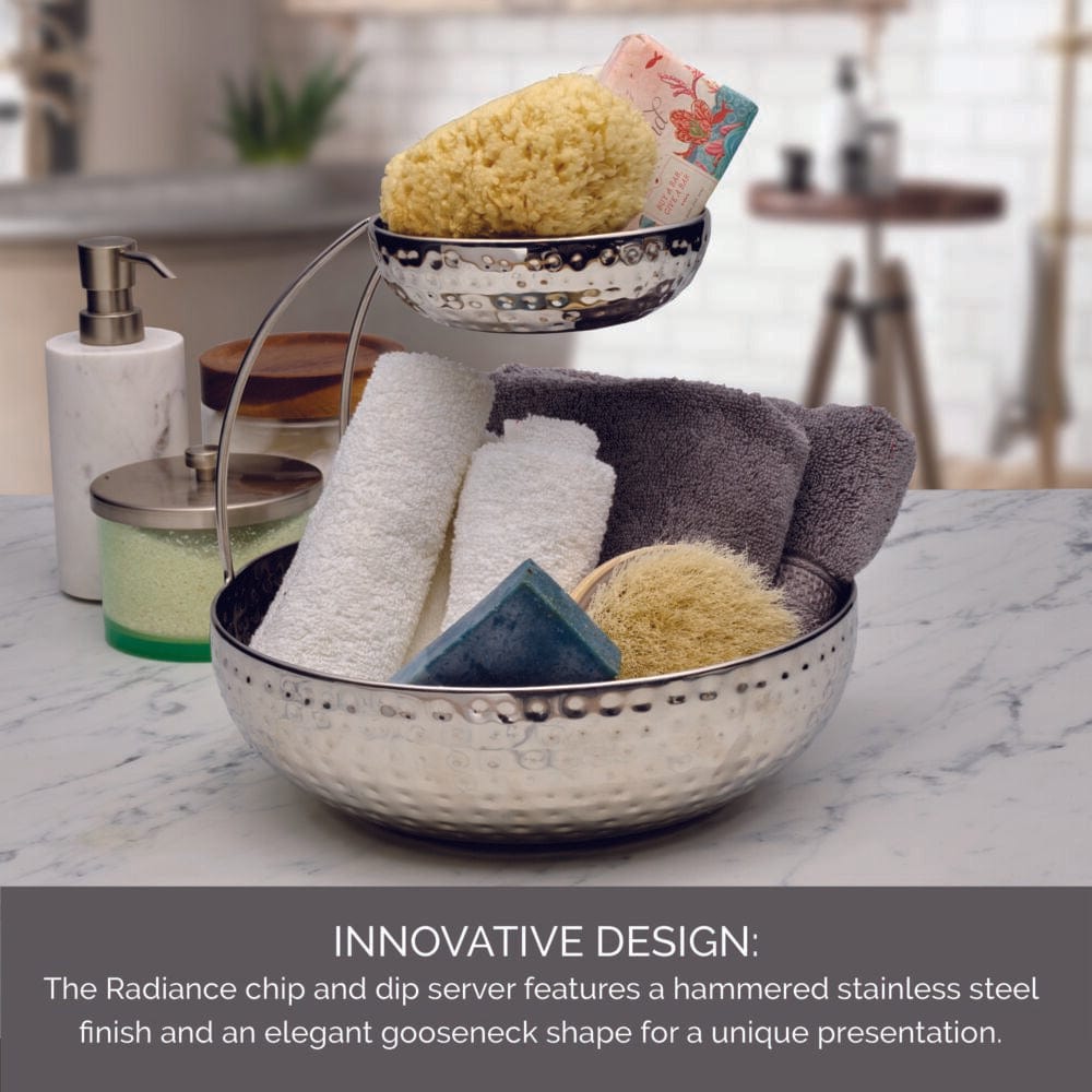 Radiance Hammered Gooseneck Chip and Dip Bowl