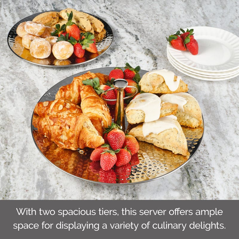 Hammered 2 Tier Serve Tray