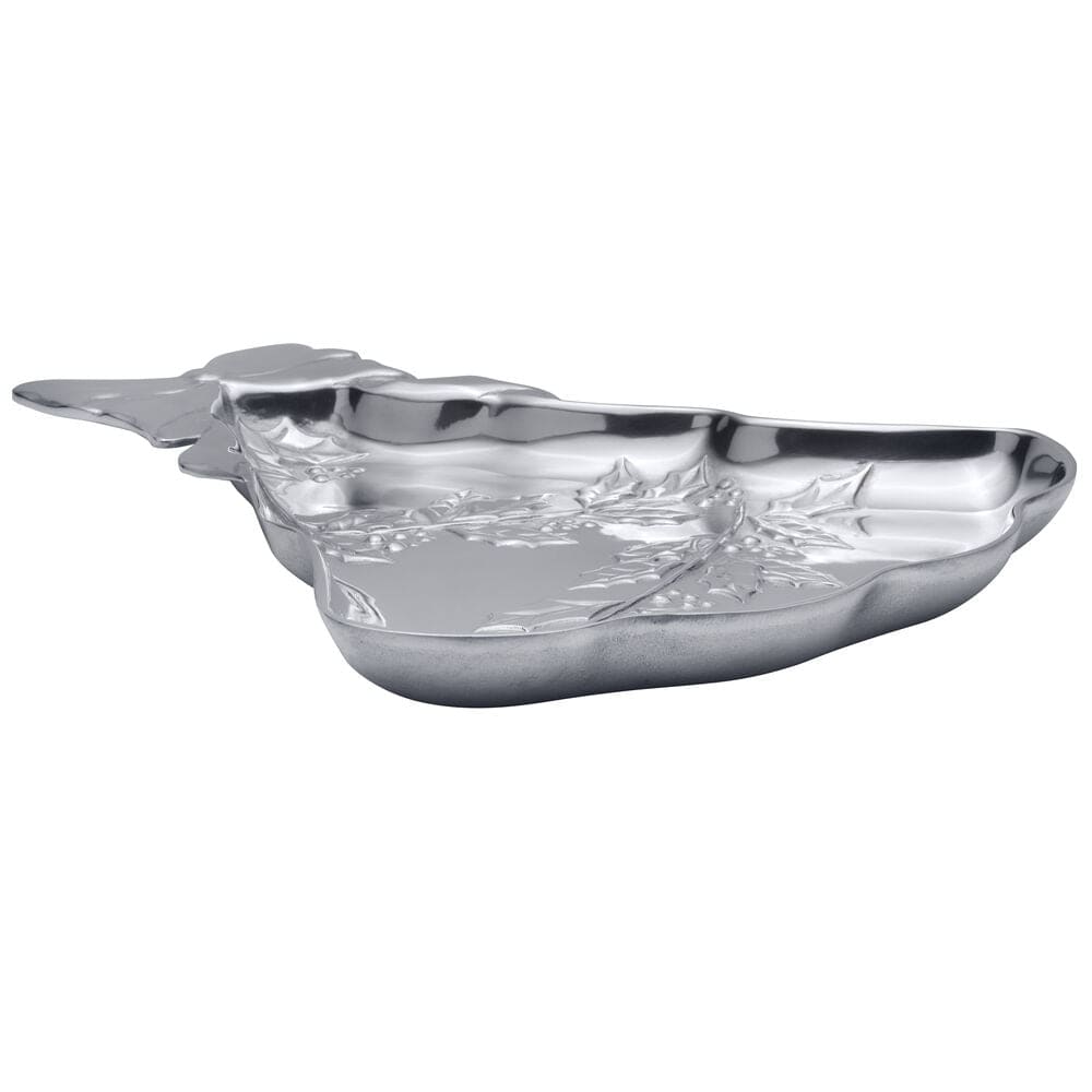 Holly Berries Christmas Tree Serving Tray