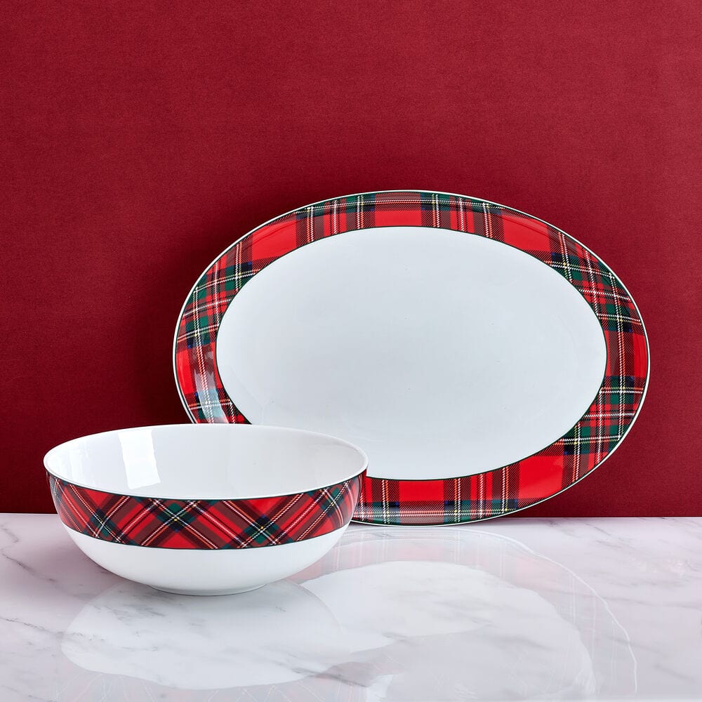 Tartan Red Serve Bowl