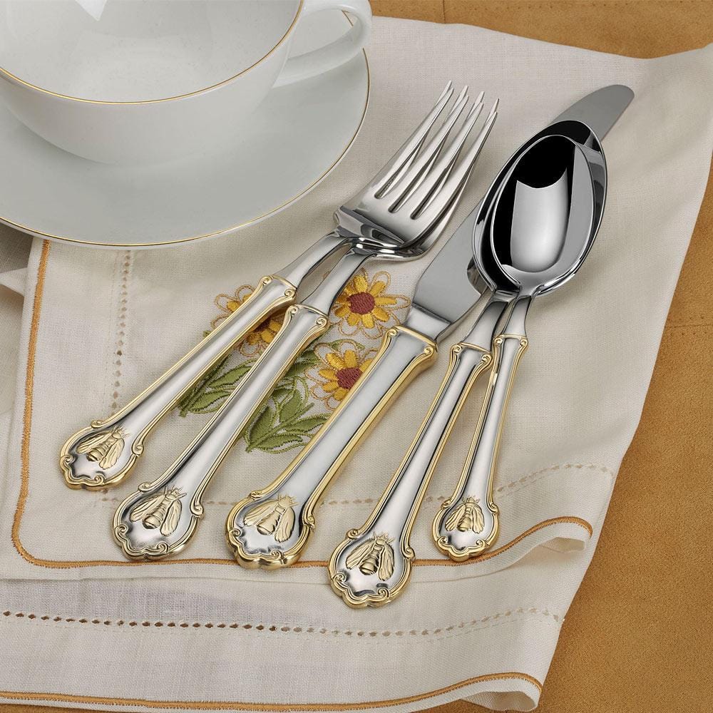 Napoleon Bee Gold Accent 45 Piece Flatware Set, Service for 8