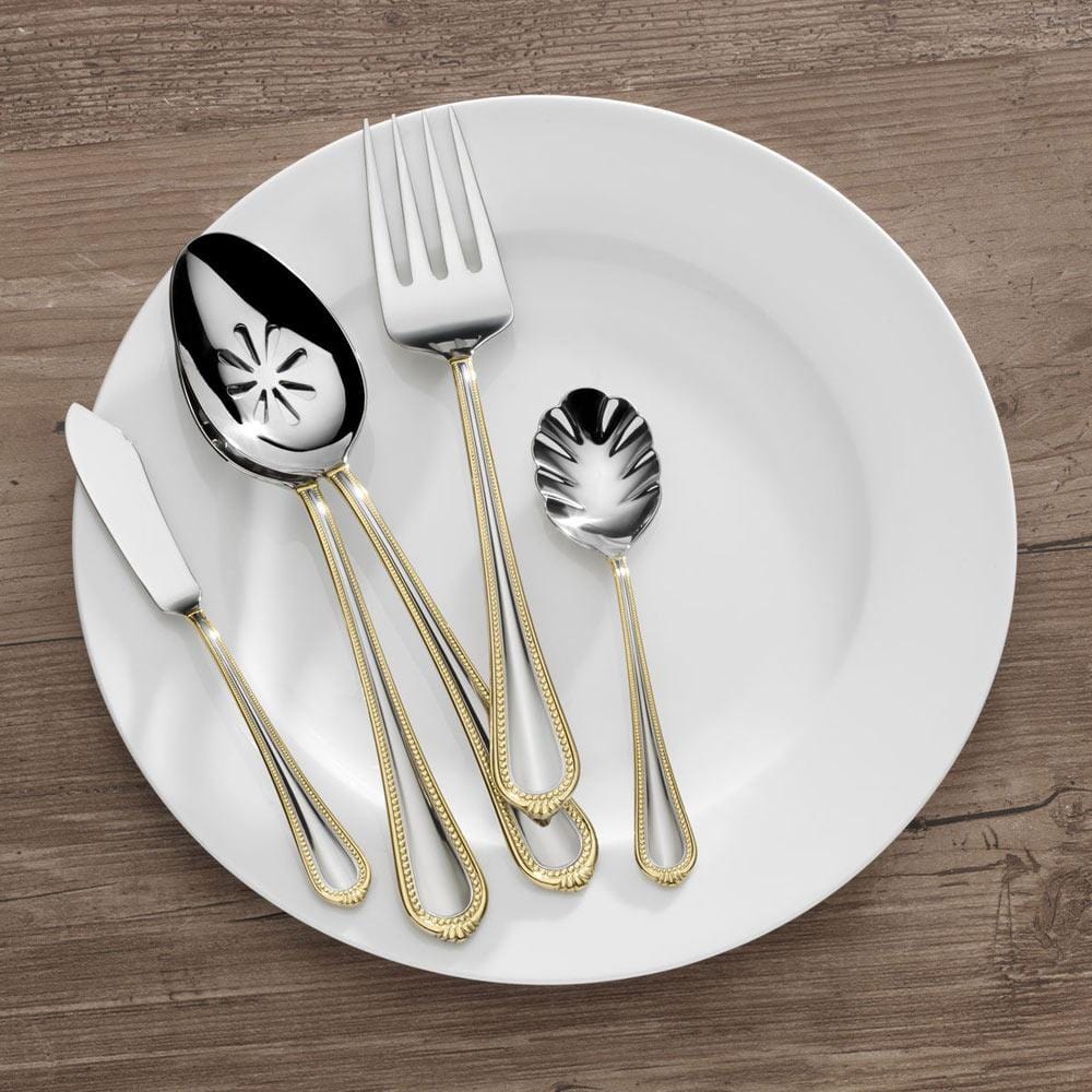 Regent Bead Gold 65 Piece Flatware Set, Service for 12