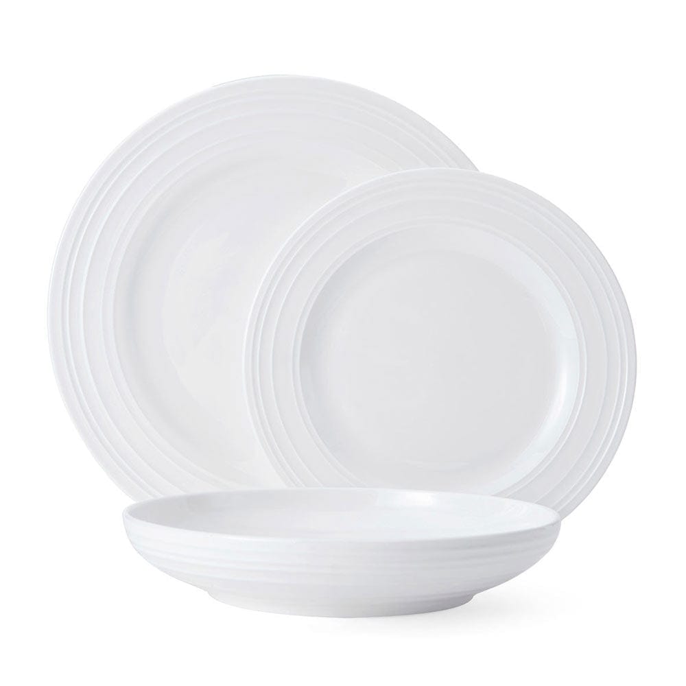 Swirl Bone 12 Piece Dinnerware Set with Pasta Bowls, Service for 4