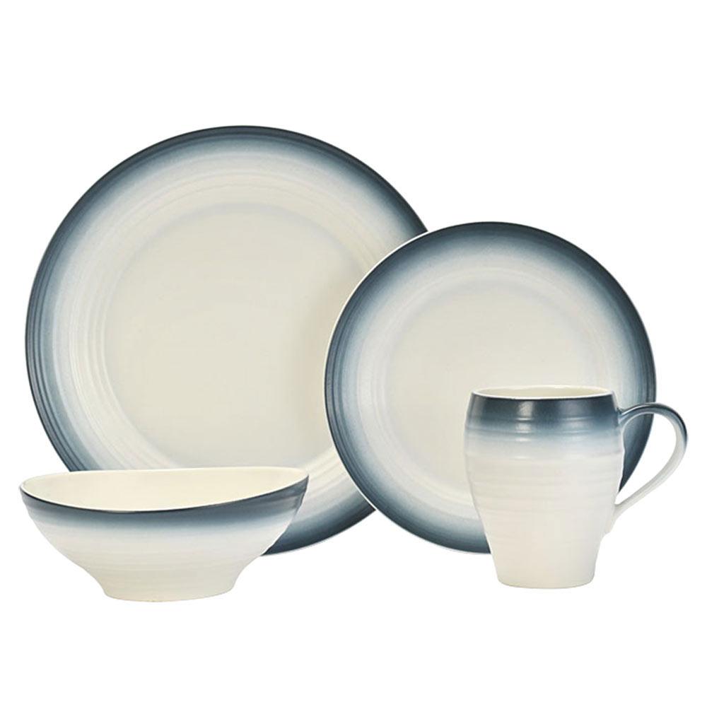 Swirl Ombre Blue 16 Piece Dinnerware Set, Service for 4