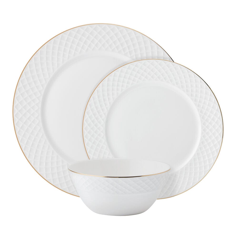 Trellis Gold 12 Piece Dinnerware Set, Service for 4