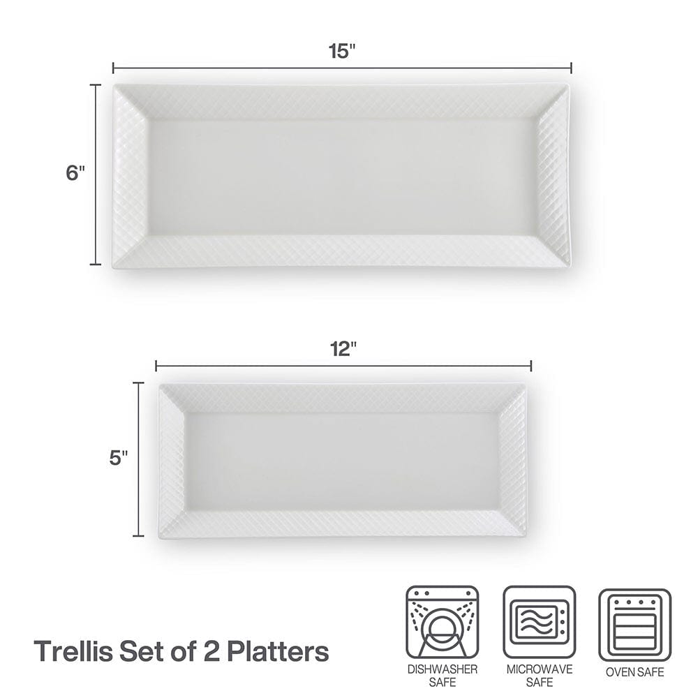 Trellis White Set of 2 Bread Trays