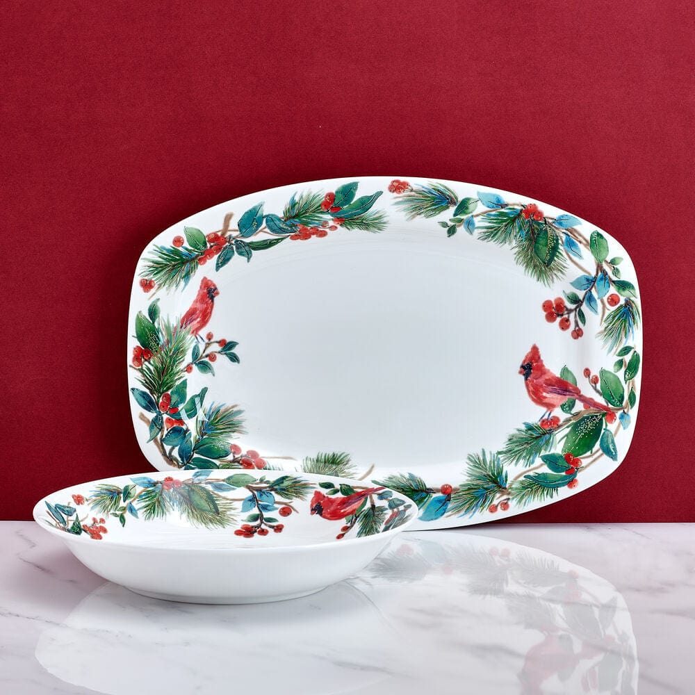 Winter Cardinal Serve Bowl