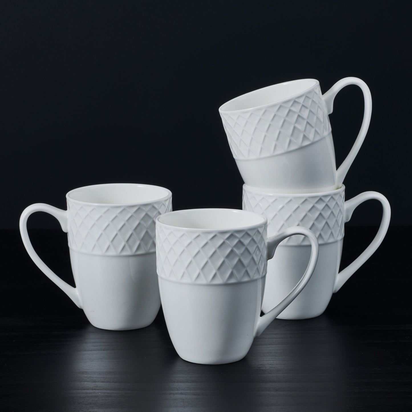 Trellis White Set of 4 Mugs