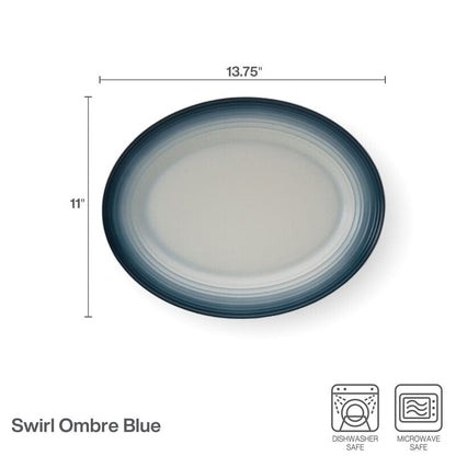 Swirl Ombre Blue Oval Platter