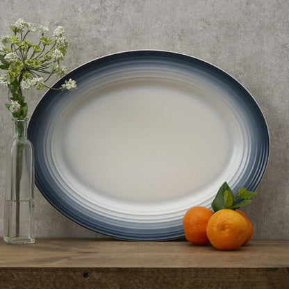 Swirl Ombre Blue Oval Platter