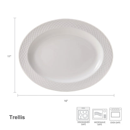 Trellis White Oval Platter