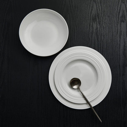 Swirl Bone 12 Piece Dinnerware Set with Pasta Bowls, Service for 4