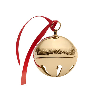 2024 Gold Plate Sleigh Bell Ornament 35th Anniversary Edition