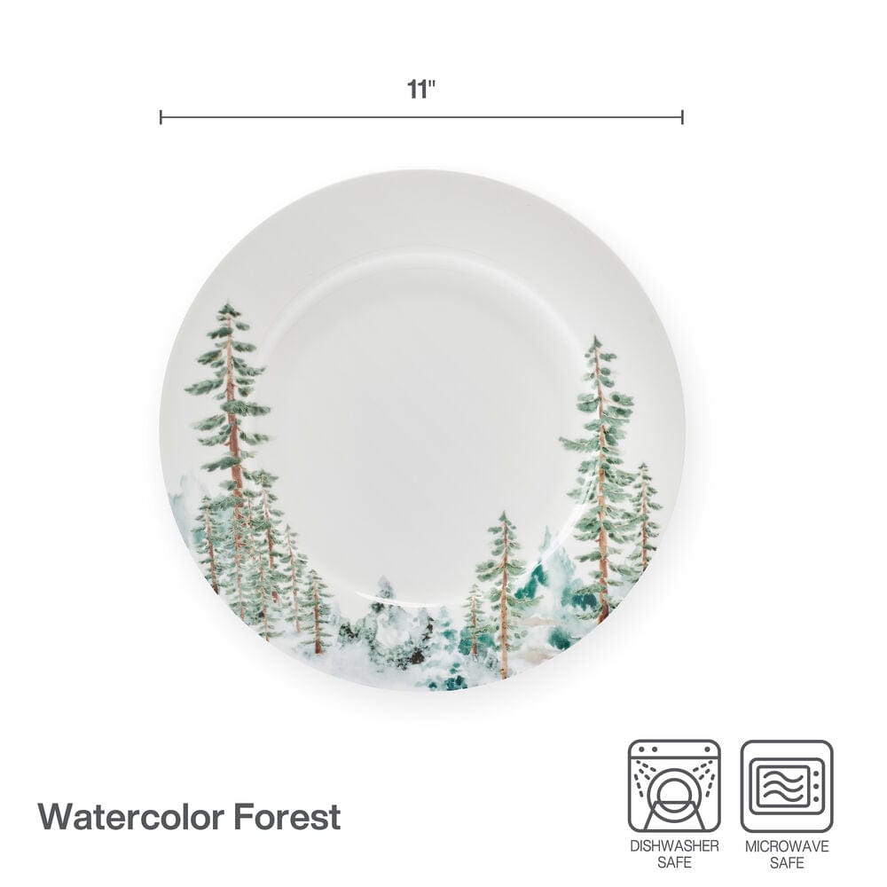 Watercolor Forest Set of 4 Dinner Plates