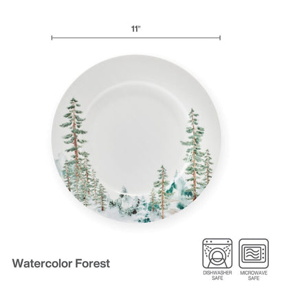 Watercolor Forest Set of 4 Dinner Plates