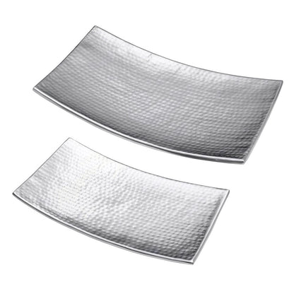 Curved Hammered Set of 2 Serving Trays