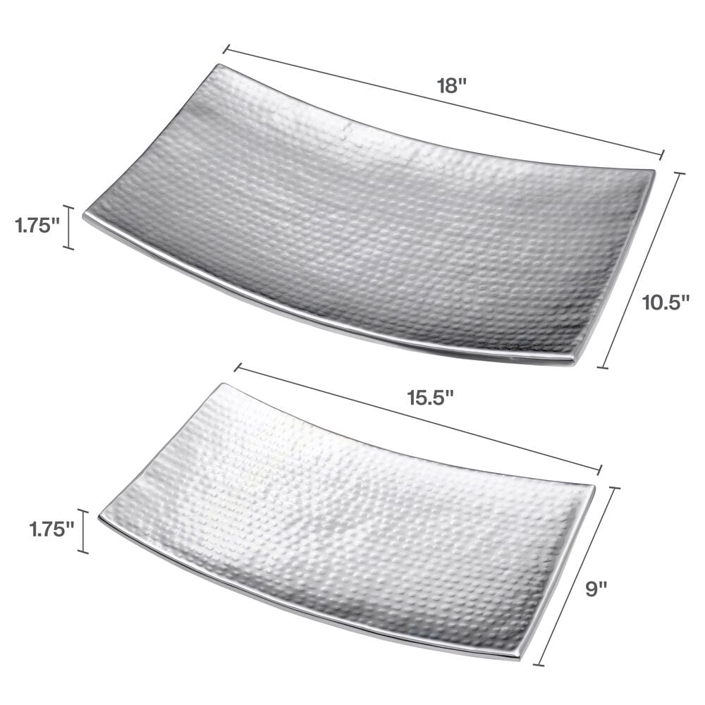Curved Hammered Set of 2 Serving Trays
