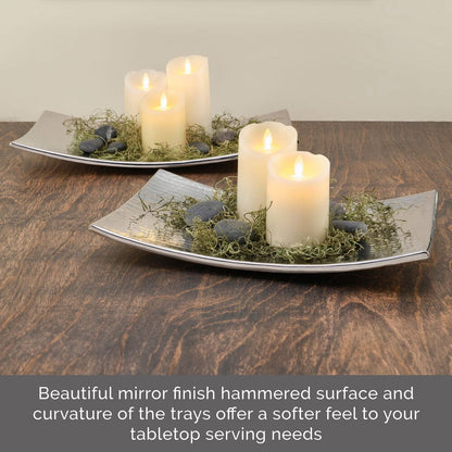 Curved Hammered Set of 2 Serving Trays