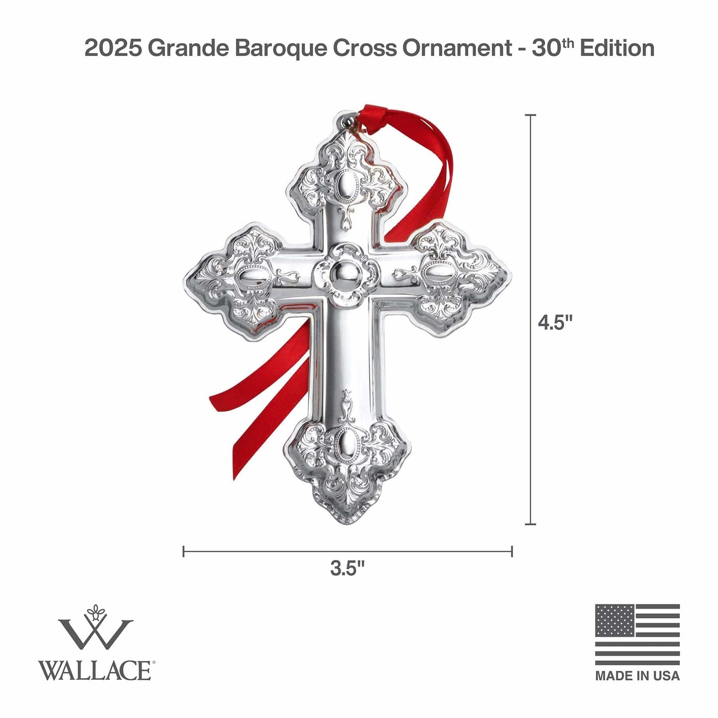 2025 Grande Baroque Sterling Cross Ornament 30th Edition
