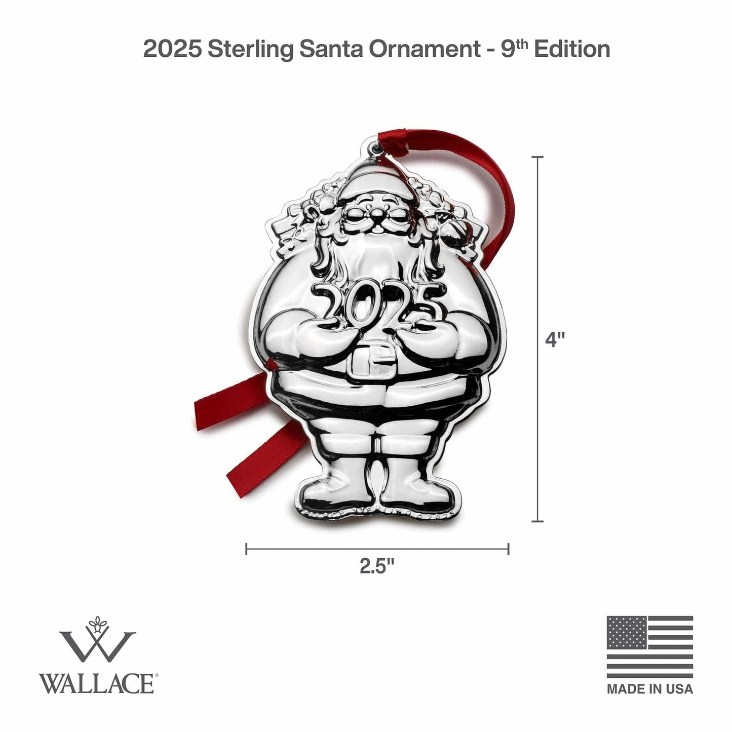 2025 Sterling Santa Ornament 9th Edition