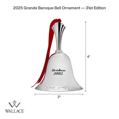 2025 Silver Plate Grande Baroque Bell Ornament 31st Edition