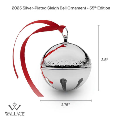 2025 Silver Plate Sleigh Bell Ornament  54th Edition