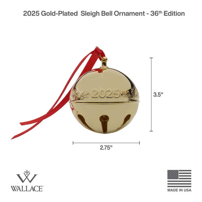 2025 Gold Plate Sleigh Bell Ornament 36th Edition