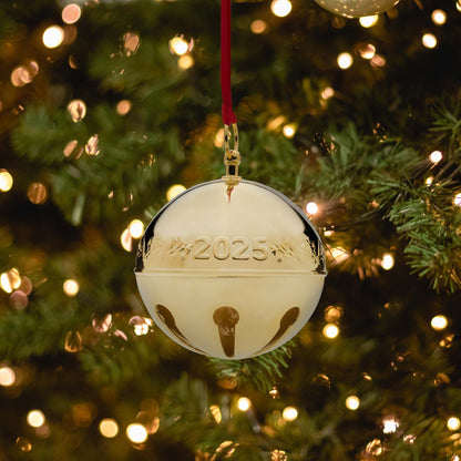 2025 Gold Plate Sleigh Bell Ornament 36th Edition