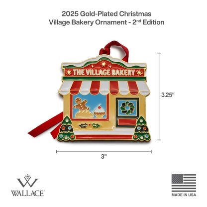 2025 Gold Plate & Enameled Christmas Village Ornament 2nd Edition