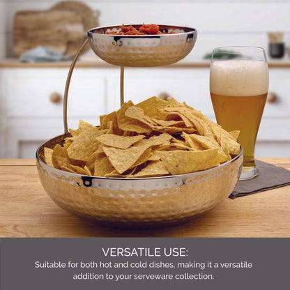 Radiance Hammered Gooseneck Chip and Dip Bowl