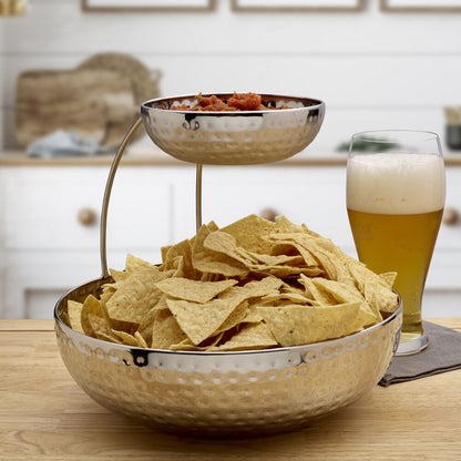 Radiance Hammered Gooseneck Chip and Dip Bowl