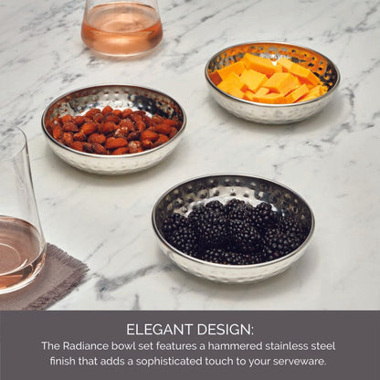 Radiance Hammered Set of 3 Bowls