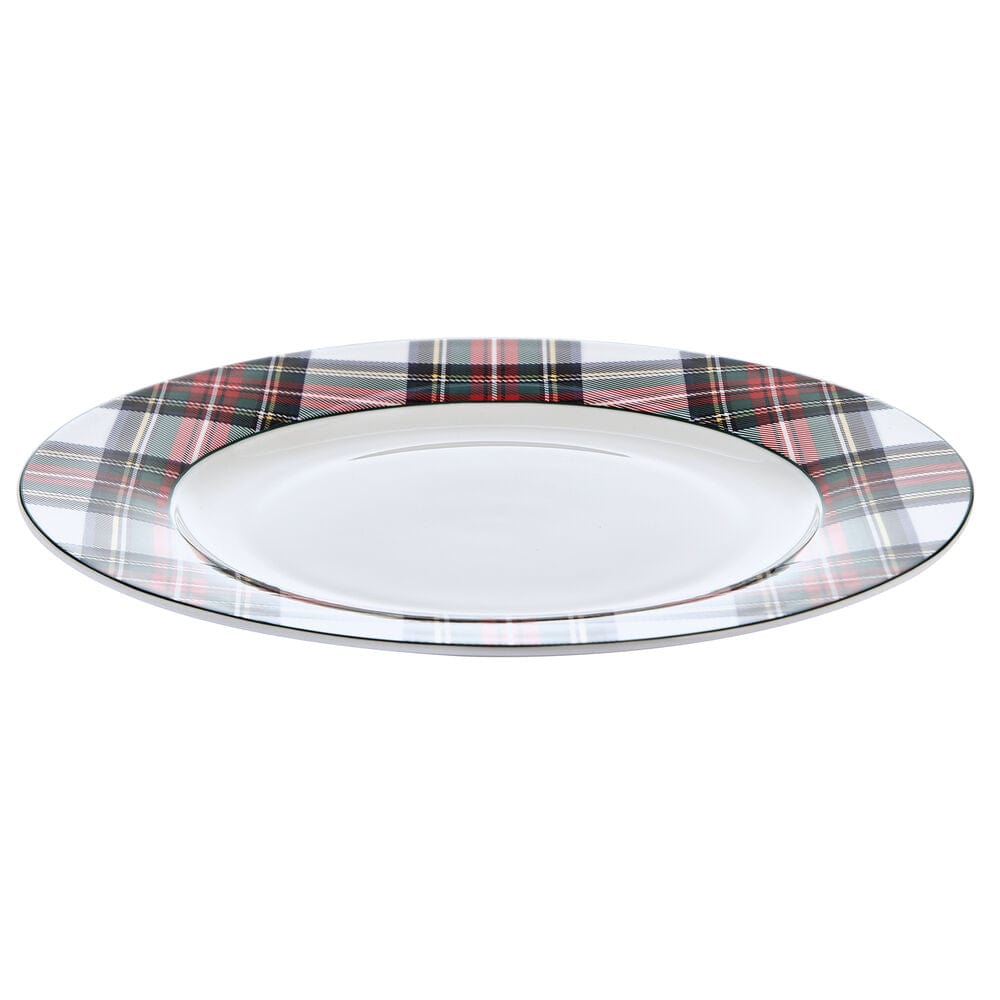 Tartan White Set of 4 Dinner Plates