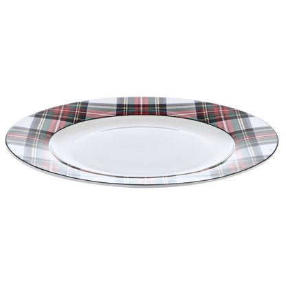Tartan White Set of 4 Dinner Plates