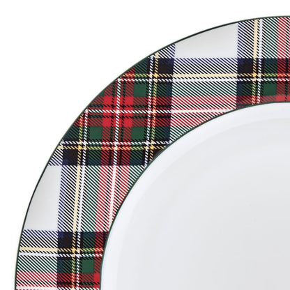 Tartan White Set of 4 Dinner Plates