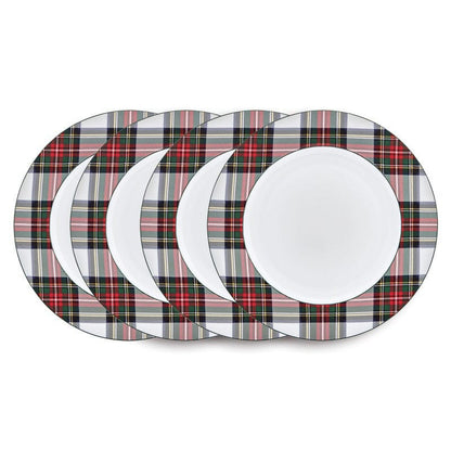 Tartan White Set of 4 Dinner Plates