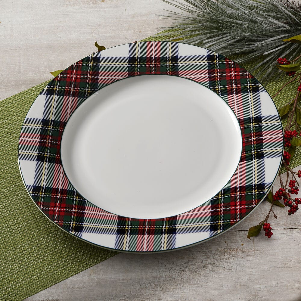 Tartan White Set of 4 Dinner Plates