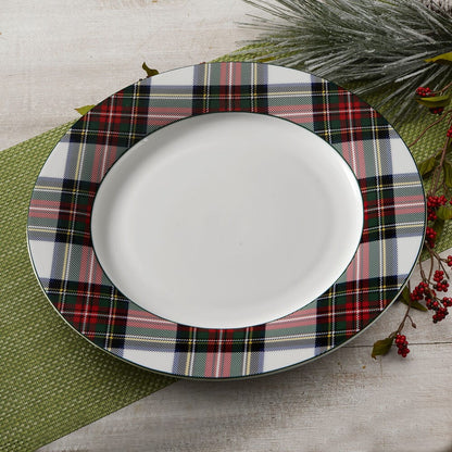 Tartan White Set of 4 Dinner Plates