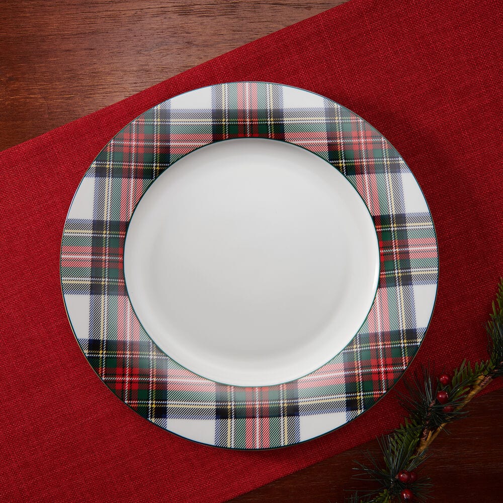 Tartan White Set of 4 Dinner Plates