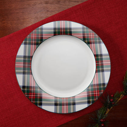 Tartan White Set of 4 Dinner Plates
