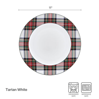 Tartan White Set of 4 Dinner Plates