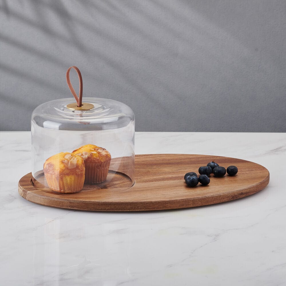 Glenwood Oval Serve Board with Glass Dome Cloche