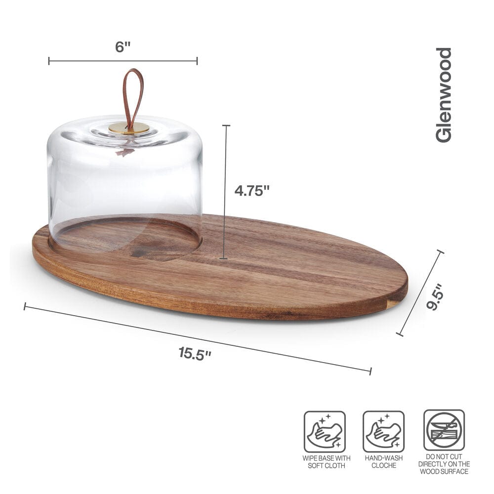 Glenwood Oval Serve Board with Glass Dome Cloche
