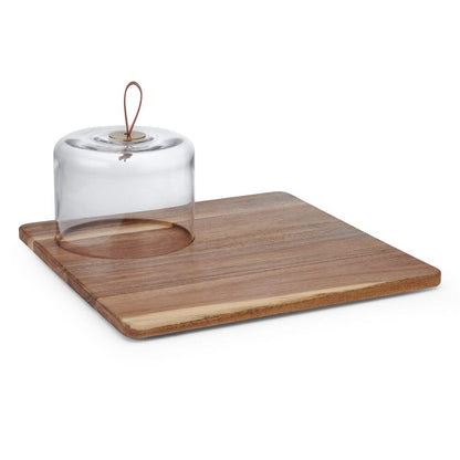 Glenwood Square Serve Board with Glass Dome Cloche