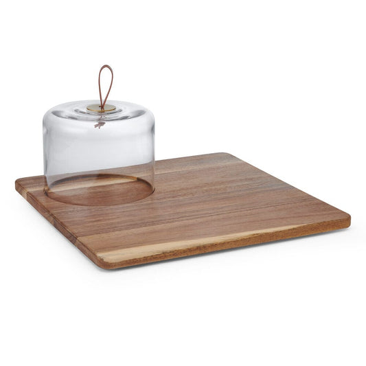 Glenwood Square Serve Board with Glass Dome Cloche