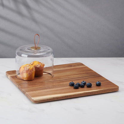 Glenwood Square Serve Board with Glass Dome Cloche
