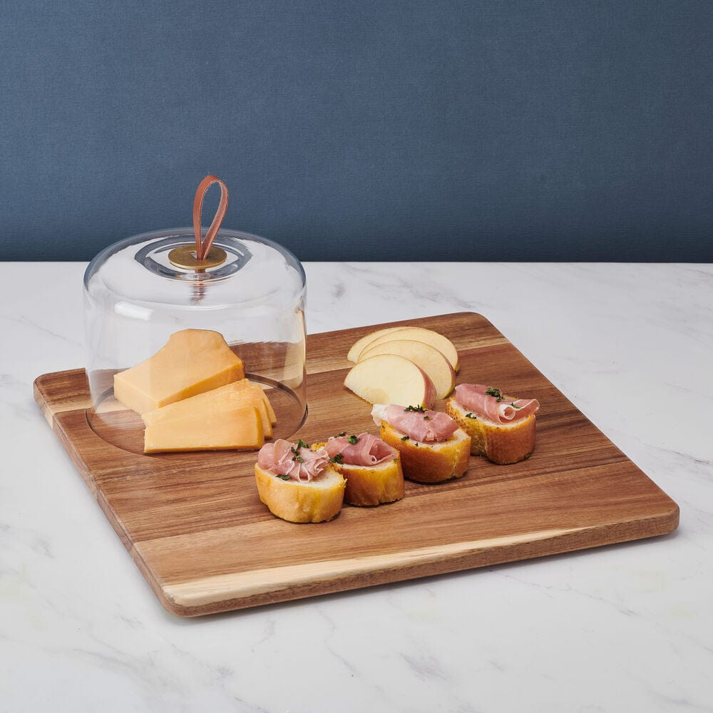 Glenwood Square Serve Board with Glass Dome Cloche