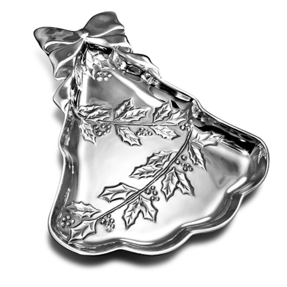 Holly Berries Christmas Tree Serving Tray
